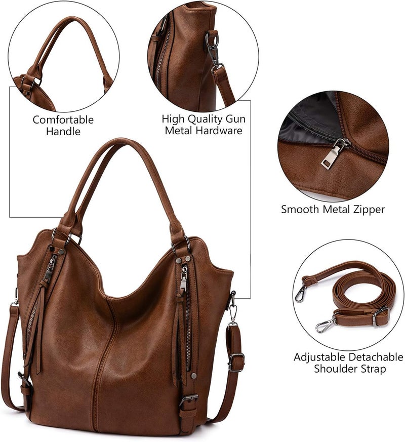 Realer Tote Bag for Women PU Leather Shoulder Bags Fashion Hobo Bags Large Purse and Handbags with Adjustable Shoulder Strap - Image 2